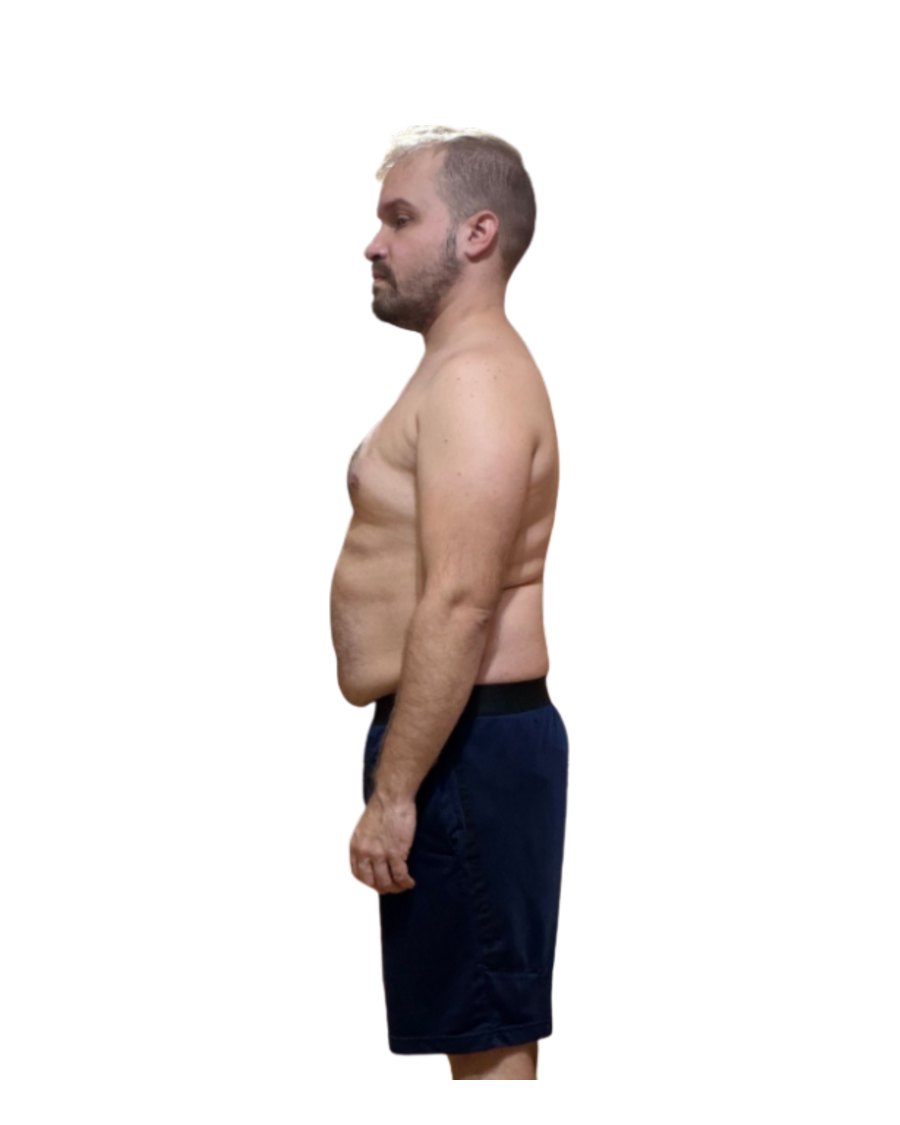 Antes: alumno de Entrena Sobre Ruedas antes de perder 15 kg